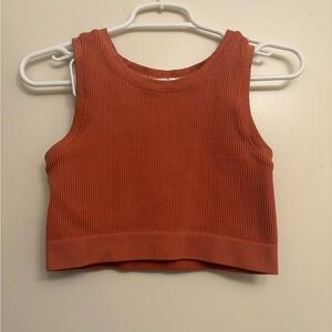 aerie Ribbed Crop Tank - Rust Orange